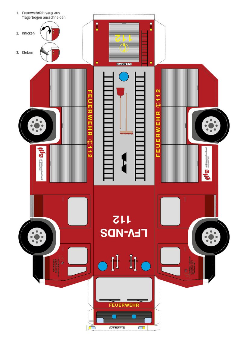 Bastelbogen Feuerwehrauto