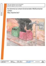 Arbeitsblatt - Grundschule - Notruf - Müllcontainerbrand
