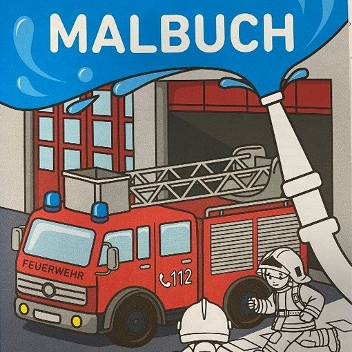 Cover Malbuch - Feuerwehrfahrzeug und Feuerwehrleute