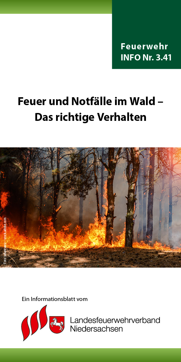 Faltblatt brennender Wald