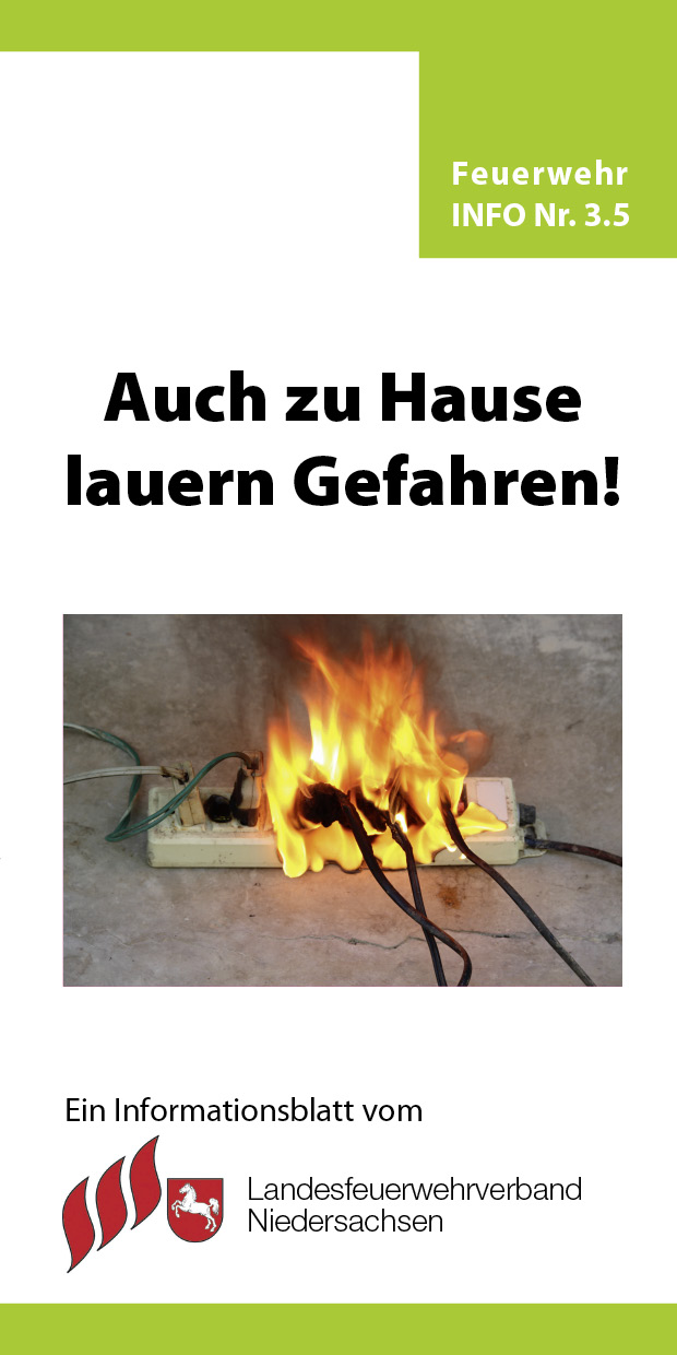 Faltblatt brennende Steckdose